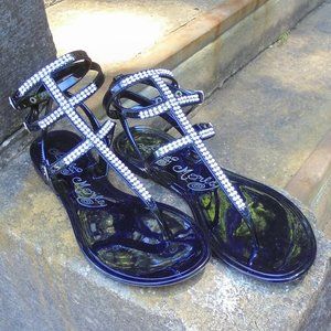 Naughty Monkey Rhinestone Rubber Thong Sandals